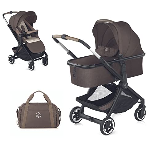 Jané Newel, Carrito Bebé 2 piezas, con Capazo Micro Pro, de Nacimiento a 15 kg, Cochecito Aluminio, con Bolso y Plástico de Lluvia, Plegado Compacto