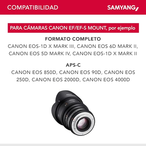 Ficha técnica Samyang SA1511 Lentes de Cámara Compatibles con 24MM T 1.5 MK2 Canon Negro - Fernando Cortés