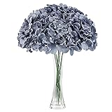 Lansdowns Silk Hydrangea Fake Flower 10pcs DIY Floral Artificial Flower with Stems for Wedding Office Shower Decor Hotel Banquet Home Decor (Dusty Blue)