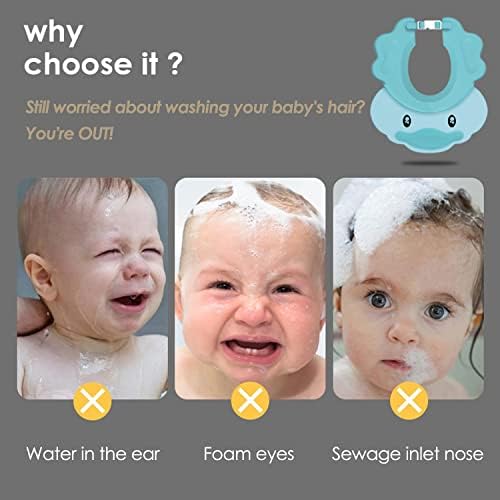 YHZMY 1 Pack Kid Shampoo Cap, Adjustable Baby Shower Hat, Hair Washing Shampoo Shield, Baby Shower Cap, Shampoo Shield, Kids Hair Washing Shield, for Toddlers, Infant Over 8 Month Cute Duck(Blue)