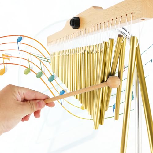 EASTROCK 36 Note Chimes Musical Instruments Percussion Instrument Single-row Chime Bar Chimes Percussion Height-Adjustable Stand Gold by EASTROCK - Image 6