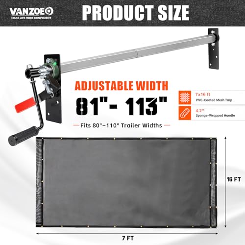 Dump Trailer Tarp Kit & Dump Truck Tarp System with Hand Crank Roller by VANZOEO - Used condition - Image 2
