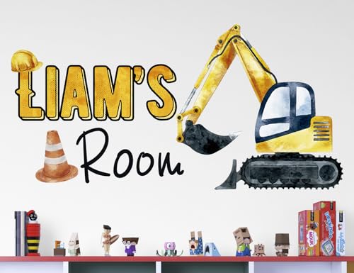 Vinilo decorativo excavadora personalizado para habitaciones infantiles miniatura 2