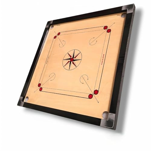 Image of Superior Matte Finish Practice Carrom Board for Serious Professional Practice with Coins Striker and Powder Beige (20 inch Platinium A1)