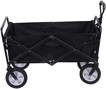 Carretilla plegable, capacidad 80 kg, portátil con 4 ruedas y frenos de acero, carrito plegable de mano, negro miniatura 2