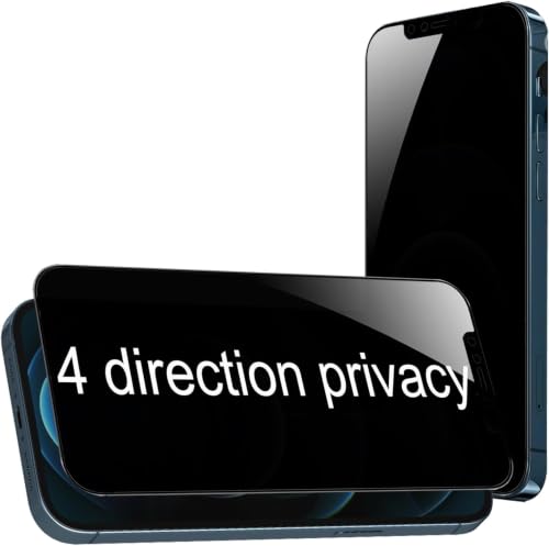 Image of Skinomi 4 Way 360 Privacy Glass Screen Protector Guard, Horizontal and Vertical Anti Spy Tempered Glass Screen Film for iPhone 12 Pro Max [1 Pack]