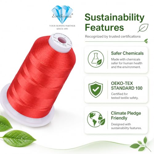 Image of Simthread 5500Yds /5000M 40WT Polyester Embroidery Thread Camation S079 | Large 5000M spool feeds smoothly for home and commercial embroidery machines.