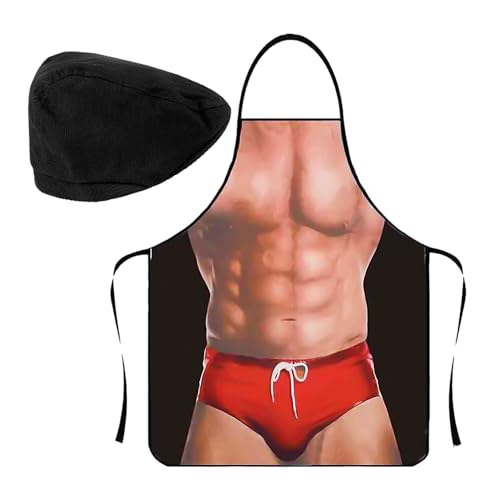NyxSeat 1 avental de cozinha, 1 gorro de chefe, avental divertido personalizado, avental impermeável e resistente ao óleo, design criativo personalizado, adequado para churrascos, campismo e cozinha