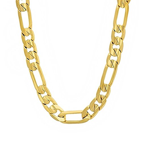 Collier chaîne figaro italien doré 24K pour homme en laiton maillons 6 mm