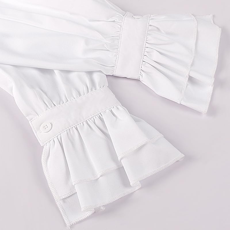 Women's Gothic Blouse Long Sleeve Ruffled Victorian Shirts with Lace Collar Bowknot for Halloween Cosplay Party - Image 6
