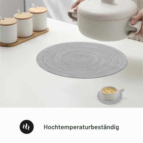 Pauwer Rund Abwaschbar Tischset Platzset und Untersetzer 6er Set, Geflochten Hitzebeständig Tischmatten Waschbare rutschfest Platzdeckchen… – Ansicht 4