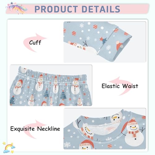 Fustylead Happy Xmas Snowman and Fir Snowflakes Decoration Cotton Pajamas, Snug Fit Long Sleeve Soft Sleepwear Pjs4
