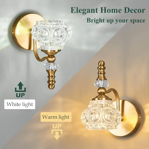LBSQJ Modern Wall Sconce Set of Two Indoor Lamp Gold Vintage Glass Light Bathroom Vanity Fixture Wall-Mounted Room Lighting by LBSQJ - Used condition - Image 4