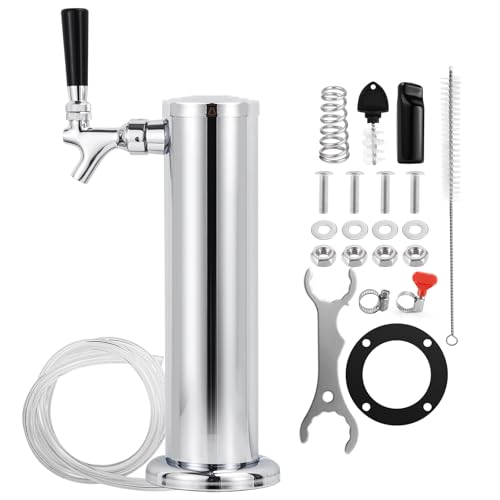Beer Tower with Single Tap and Stainless Steel Design