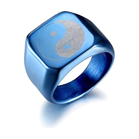 Stainless Steel Yin Yang Signet Rings for Men, Stainless Steel, No Gemstone Cover