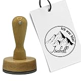 Wurmis-Holzdeko Holz Stempel rund 60mm - Motivstempel Gipfelstürmer - Stempel für Grußkarten, Geschenke, Gipfelbuch - Berg Stempel