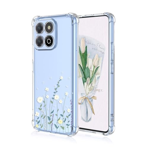 YUEQIAN Case for Honor X6b, Fashion Flower Cartoon Pattern Clear Cover