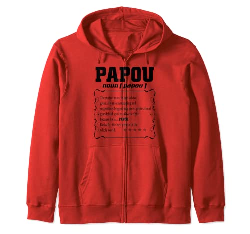 Funny Family Papou Definition Father's Day For Papou Zip Hoodie