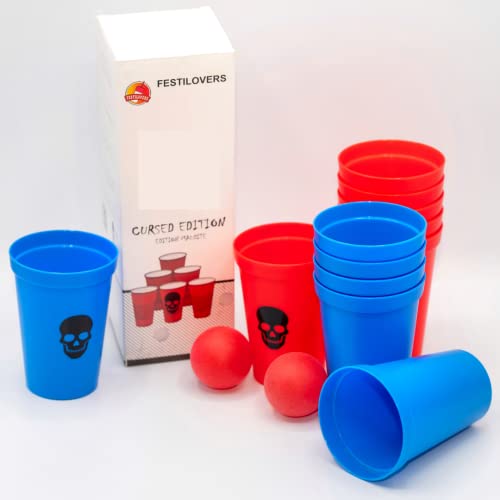 Pong verspielt, bruchsichere Gläser, Geschicklichkeitsspiel, Abendspiel mit 12 Bechern und 2 Tischtennisbällen Cover