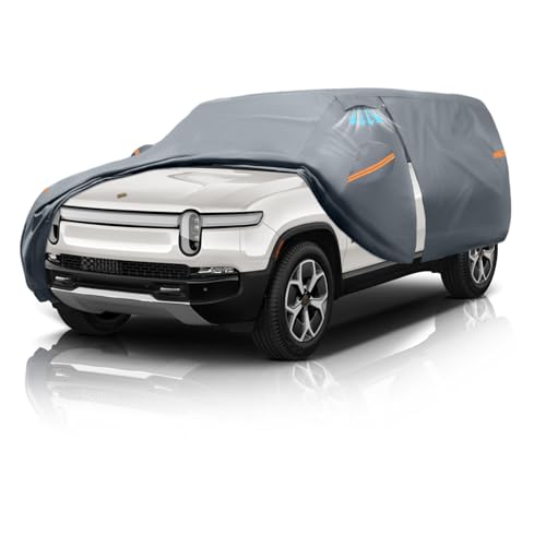 Waterproof Rivian R1S 2026 Car Cover with Breathable Vents, [2026 Upgrade] Premium Covers with Cotton Liner and Zipper Door,Sun Rain Snow Dust Uv Protection.(Gift with Towel Storage Bag)