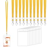 Segus Porta Tarjetas Colgante, 10 Piezas Lanyard con Acreditaciones Colgantes, Funda Tarjeta con Lanyards, Transparente e Impermeable, para Oficina, Escuela, Hospital (Amarillo, Vertical)