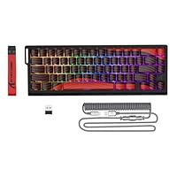 MAMBASNAKE ATTACK SHARK X68PRO HE Rapid Trigger Gaming Keyboard - 8KHz Polling Rate, Actuation Point Adjustable, Magnetic Switches,PBT Keycaps,RGB Backlight,Coiled Cable for PC/Mac - Black Red Contour