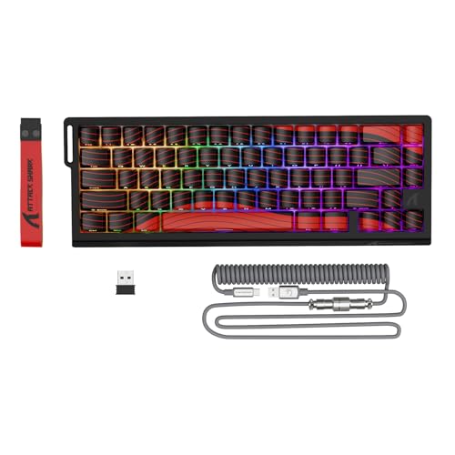 Image of MAMBASNAKE Attack Shark X68PRO HE Rapid Trigger Wireless Keyboard, 0.01mm RT Accuracy 8000Hz Wired Gaming Keyboard, Adjustable Actuation, Snap Tap, RGB Backlit, Magnetic Switch, C01 Coiled Cable -Red