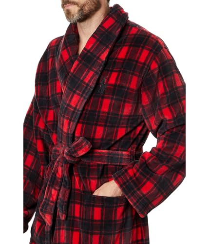 POLO RALPH LAUREN mens Microfiber Plush Long Sleeve Shawl Collar Robe3