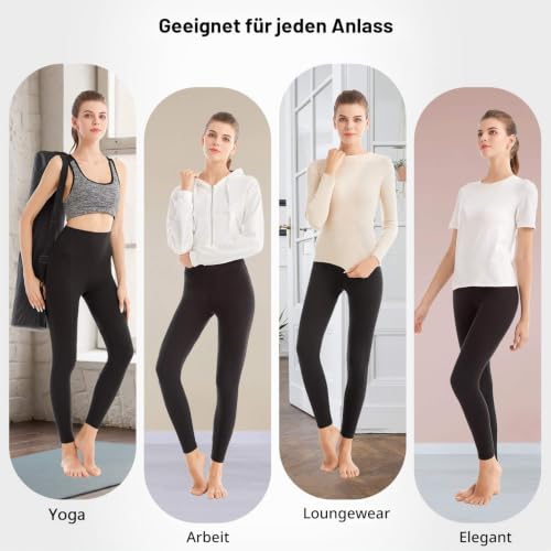 SINOPHANT Leggings Damen High Waist Leggins für Sport Weiß LXL | Blickdicht Bauchkontrolle Sporthose Damen Yoga Gym - Bild 5
