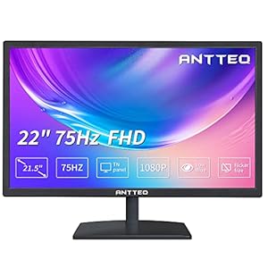 Antteq 22 inch Business Computer Monitor, Desktop Gaming Monitor, FHD 75Hz Monitor 16.7M Colors NTSC 72% HDMI VGA Audio…