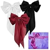 3 PCS Big Hair Bows for Women Girls Satin Layered Bow Hair Barrettes Clips Hair Bow Hair Ribbon Fren