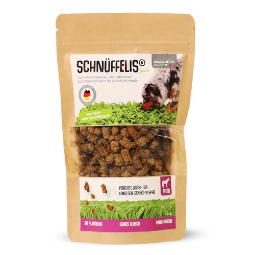 KNAUDER'S Best - Hundeleckerli Schnüffelis Finest - 1x 100g Pferd Snacks - Hunde Leckerlis aus 100% Muskelfleisch - Hundeleckerli getreidefrei & ohne chemische Zusatzstoffe - Leckereien für Hunde