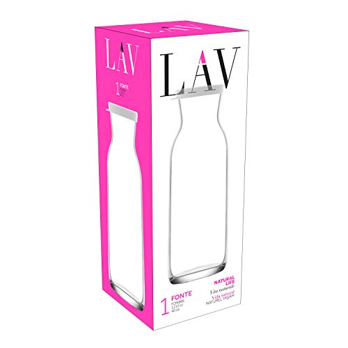 LAV Clear Glass Pitcher, Mimosa Carafe with Silicone Lid | 40oz | Narrow Neck For Easy Grip | Bedside Water Pitcher, Bar, Brunch, Serving Juice, Beverage, Lemonade, Milk, Iced Tea, Coffee