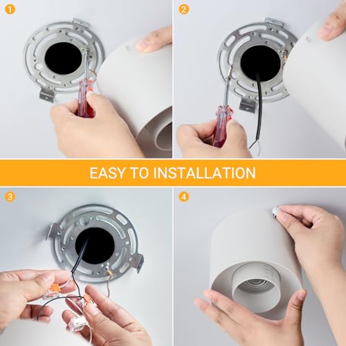 OTeedo 30W Zoomable Ceiling Spotlight Fixture,LED 3 Color Dimmable 4.7"Cylinder Flush Mount Down Lights,20w/10w Power Adjustable Ceiling Lights Spot Light Indoor for Living Room Hallway Kitchen White by OTeedo - Used condition - Image 6