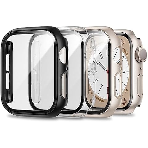 Dafuz [3 Packs] Case for Apple Watch 44mm SE Series 6 Series 5 Series 4 with Tempered Glass Screen Protector,Hard PC Protective Bumper and Ultra-Thin Face Cover for Iwatch SE/6/5/4 44mm(3 Colors) Cover