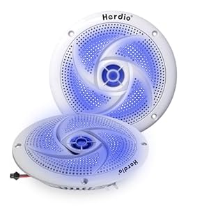 Herdio 4 Zoll Outdoor Lautsprecher, Aussenlautsprecher Wasserfest, 80W- Marine Lautsprecher mit LED Lichtern- für Sommerfahrten mit Offroader, Boot, UTV, ATV, RV Auto & Golf Cart, Weiß