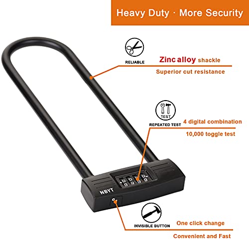 NBYT U Bike Lock, Combination Lock, Resettable, Secure Your Motorcycle - Image 4