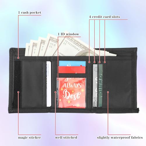 Aliceset 24 Pcs Kids Wallets Bulk Trifold Nylon Wallets for Men with Sticker Kids Canvas Purse for Boys Girls Children Bulk Gifts for Sports Birthday Gift(Classic Colors)3