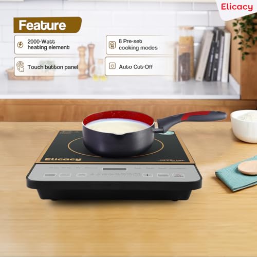 Image of Crystal Glass 2000 W Touch Panel Induction Cooktop | Induction Cooktop With Automatic Voltage Regulator | High Voltage Surge Protection | Comes With 1 Year Warranty