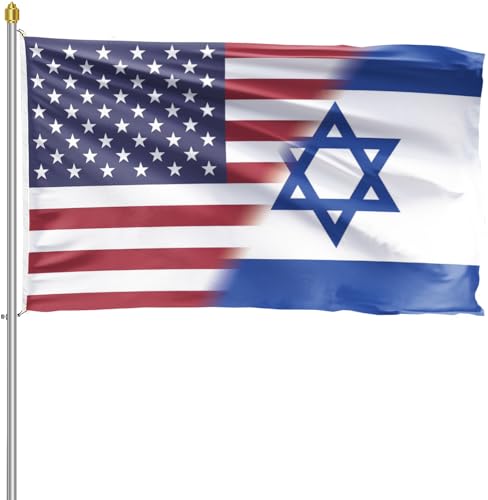 Israel American Flag 3x5 Outdoor I Stand with Israel Flag 150D Premium Lightweight American Israeli Friendship Flags with 2 Brass Grommets for Outdoor Indoor Room Wall