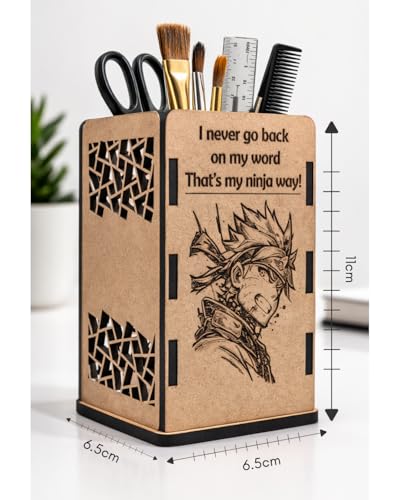 Image of Naruto Wooden Pen Stand | Anime Pencil Holder for Study Table | Naruto Anime Desk Accessories