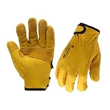 Schwer ANSI A9 Cut Resistant Leather Work Gloves, PM3401 Cut Proof Gloves, Reinforced Fingertips & Palm Cowhide Work Gloves for Construction, Welding, Metalwork, Woodwork & Outdoor Gardening Work, L