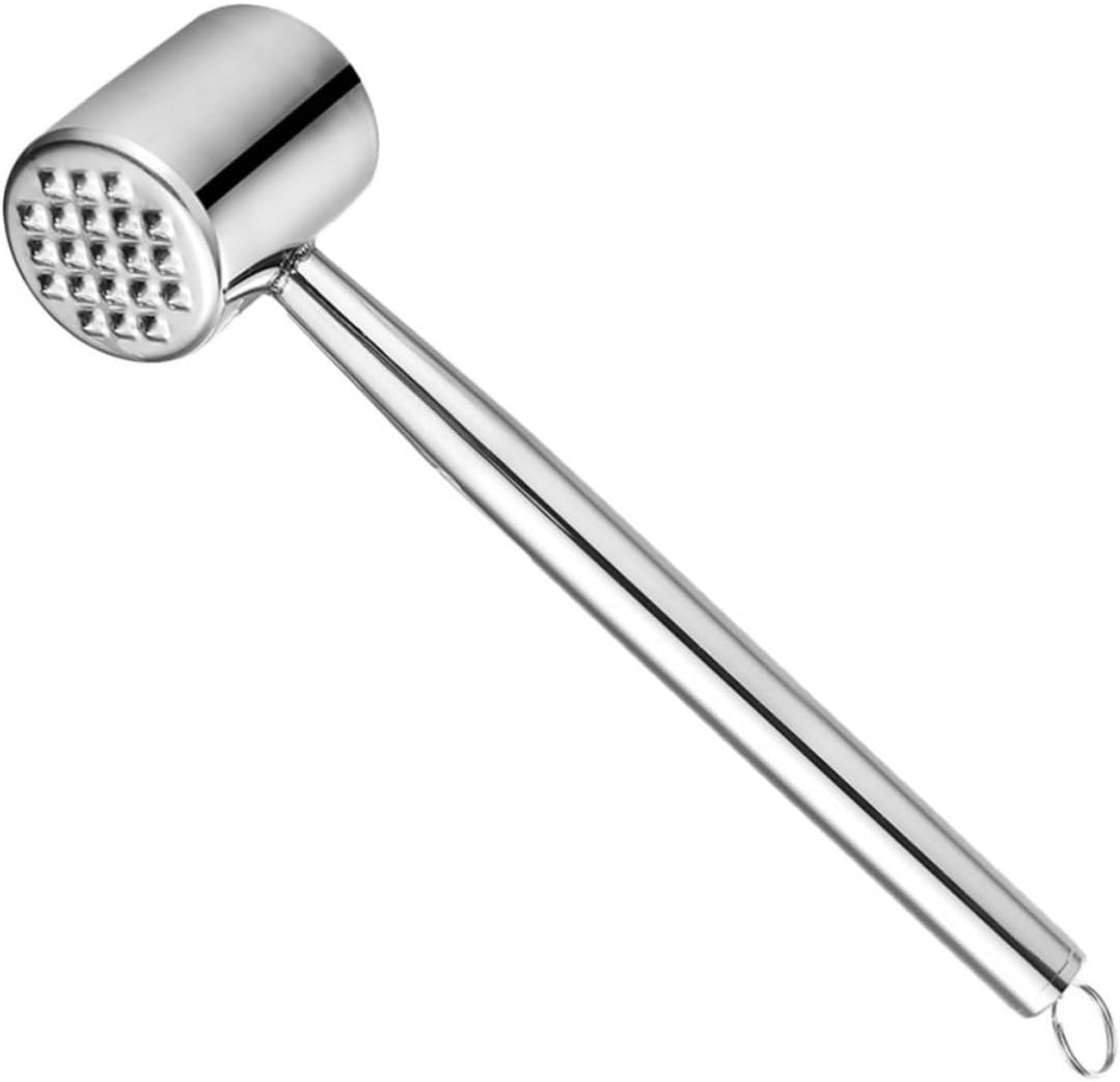 OSALADI Heavy Duty Stainless Steel Meat Tenderizer Mallet Multi-functional Kitchen Meat Pounder Tool for Beef and Pork for Home and Commercial Kitchen Steak Tenderizing