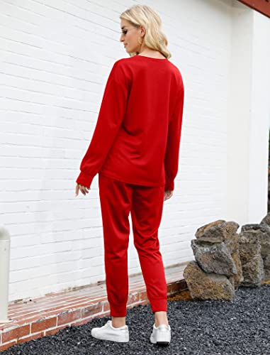 Bofell 2 Piece Outfits for Women Loungewear Pajamas Sets Comfy Sweatpants and Sweatshirts XL - Thumbnail 4