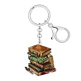 WEVENI Llavero de Libro de Acrílico Regalos de Ratón de Biblioteca para Lectores Amantes de los Libros Mujeres Niñas Dijes para Bolso Accesorios de Mochila, chocolate, M