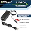ExpertPower 12V 2A Smart Charger for Lithium LiFePO4 Deep Cycle Rechargeable Batteries [UL Listed]