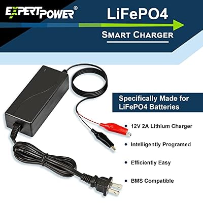 ExpertPower Battery & Charger Bundle - 12V 2A Charger / 12V 5Ah Battery Lithium LiFePO4