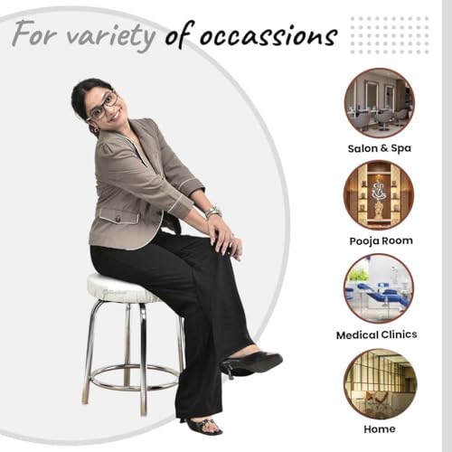 Image of GOYALSON Durable Doctor Medical Stool for Office Home with Comfortable Cushion seat (White, 2)