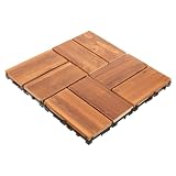 KITANDOVE Azulejos de Madera para Terraza de Patio al Aire Baldosas Entrelazadas para Piso de Jardín Terraza Fácil Instalación Acabado de Cepillado