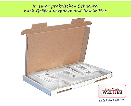 WeltiesSmartTools kleine Druckverschlussbeutel 50my Set 300 Tüten je 100 Stück 40x60 | 70x100 | 120x170 je 100 Stück Zip-Beutel wiederverschließbar Einwegtüten wasserdicht